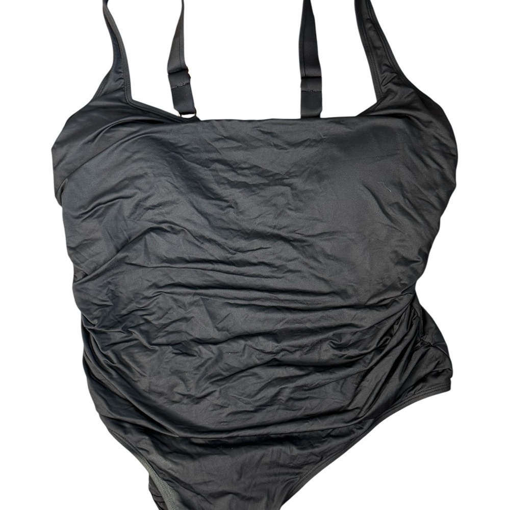 Anne Cole Black One Piece Swimsuit with Ruching - Picture 2 of 7
